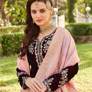 Wine Velvet Indian suit